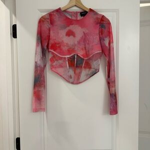 Bardot Pink Tie-Dye Crop Top